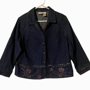 Vintage Napa Valley Denim Jacket Women 1X Blue Embroidered Cottagecore Y2K Fairy